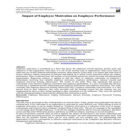 Impact of employee motivation on employee performance