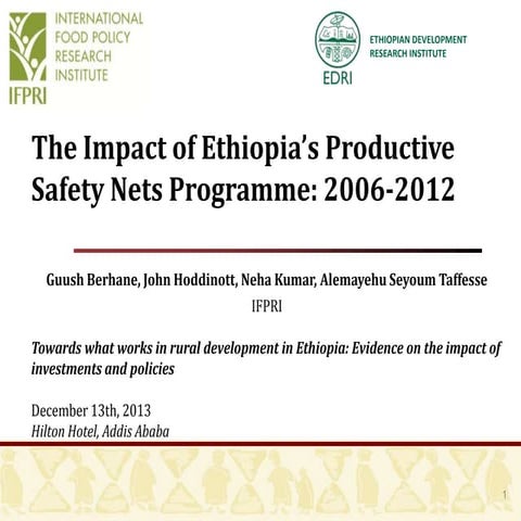 The Impact of Ethiopia’s Productive Safety Nets Programme: 2006-2012