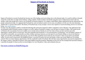 Impact Of Facebook On Society