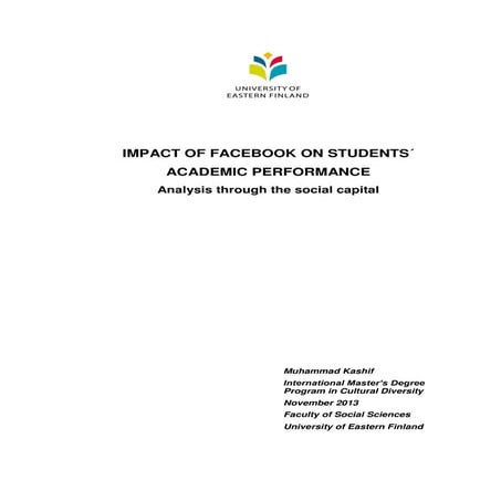 IMPACT OF FACEBOOK ON STUDENTS ACADEMIC PERFORMANCE Analysis Through ...