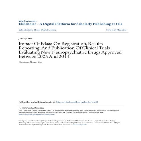 Impact of fdaaa on registration, results reporting, and publication of clinic...