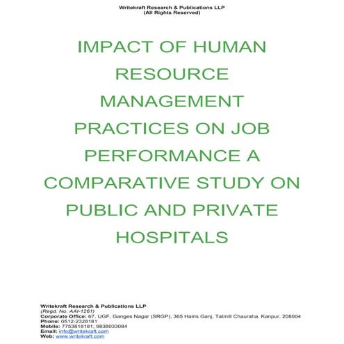 Impact of human resource management practices on job performance a ...