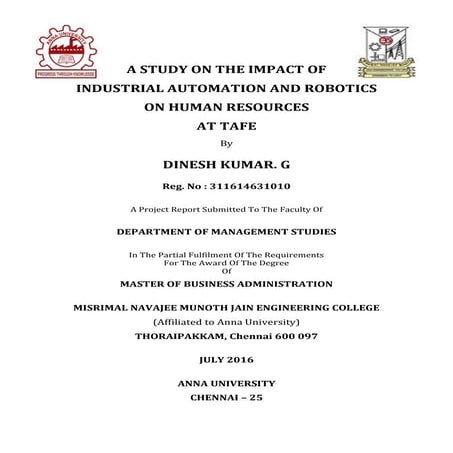 IMPACT OF INDUSTRIAL AUTOMATION & ROBOTICS ON HUMAN RESOURCES | PDF