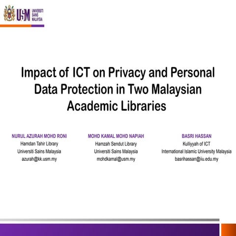 Impact of ict on privacy and personal data