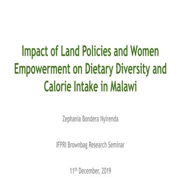 Impact of land policies on nutritional outcomes of households in Malawi by Ze...
