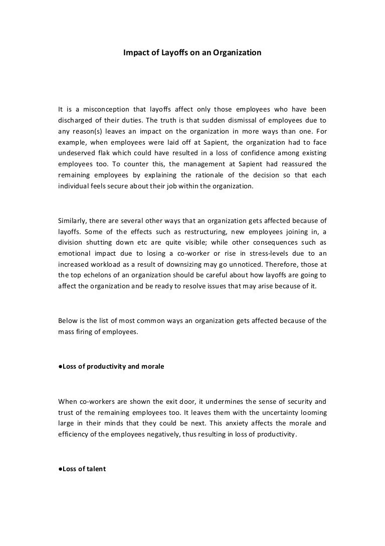 Impact of layoffs on an organization
