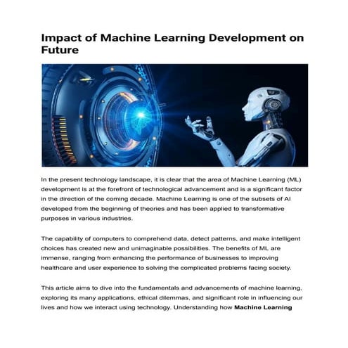 Impact of Machine Learning Development on Future.pdf | Technology ...