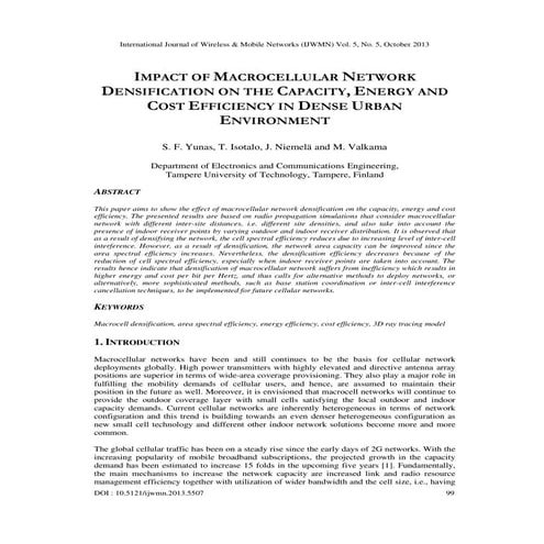 Impact of macrocellular network densification on the capacity, energy and cos...