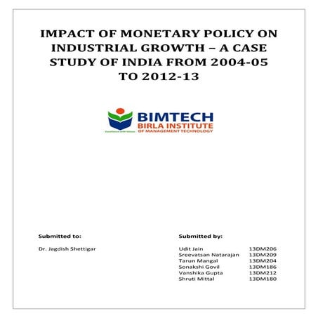 Impact of monetary policy on industrial growth