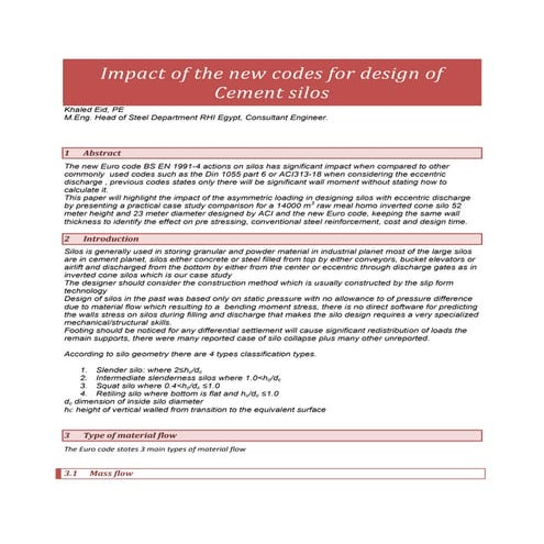 Impact of new codes in silos design | DOCX