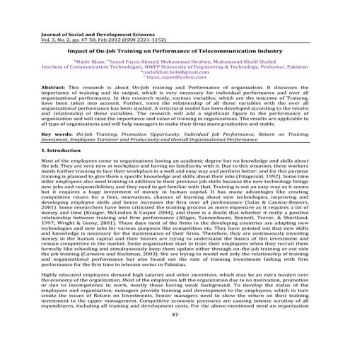 Role of training and development in promoting the growth of hospitality ...