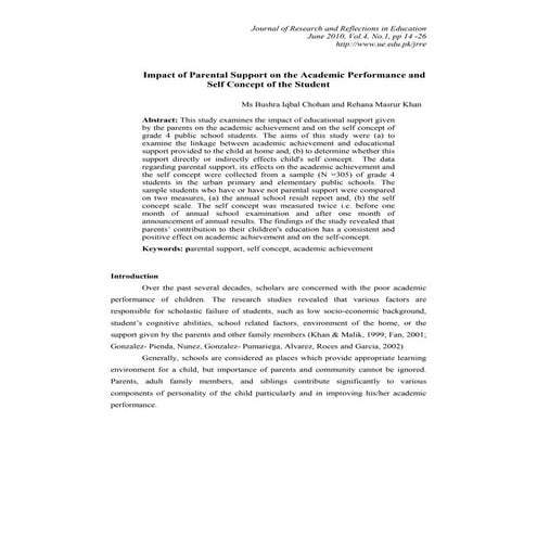 Impact Of Parental Support On The Academic Performance And Self Concept ...