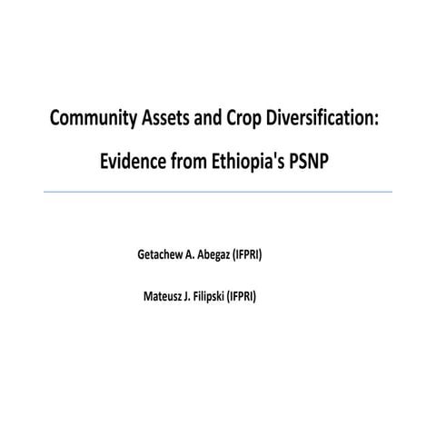 Community Assets and Crop Diversification: Evidence from Ethiopia's PSNP