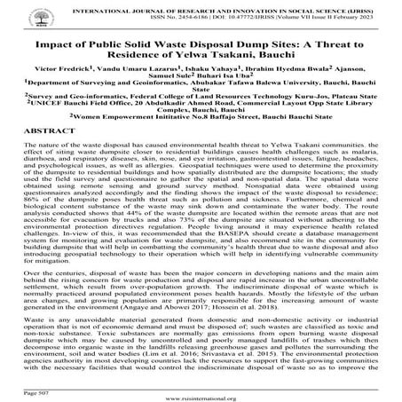 Impact of Public Solid Waste Disposal Dump Sites_ A Threat to Residence of Ye...