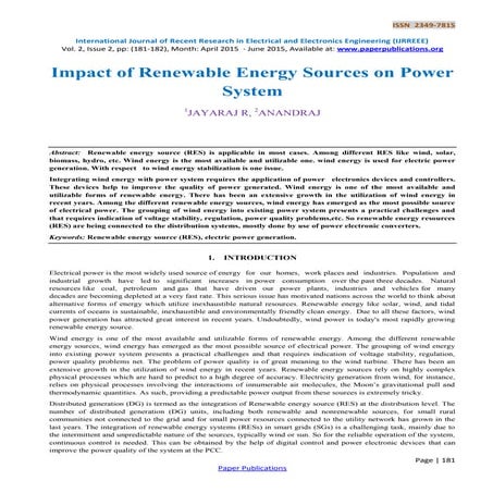 Impact of Renewable Energy Sources on Power System