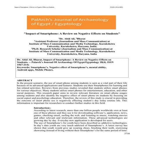 Impact of smartphone review on negative effect on students