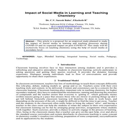 Impact of social media in learning and teaching chemistry | PPTX