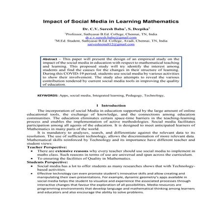 Impact of social media in learning mathematics