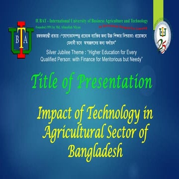 Impact of technology in agricultural sector of bangladesh