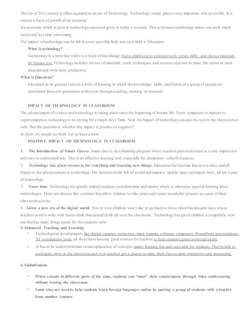 Impact of Technology on School