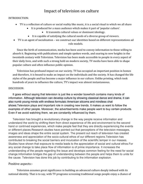 Impact of television essay
