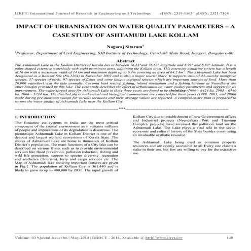Impact of urbanisation on water quality parameters – a case study of ...