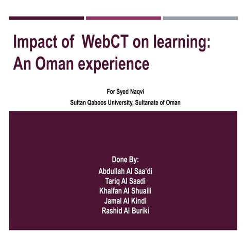 Impact of  web ct on learning