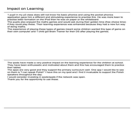Impact on learning