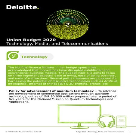Impact on TMT industry from Union Budget 2020