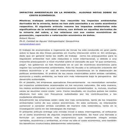 Contaminantes y problemas ambientales de la actividad minera | PPTX