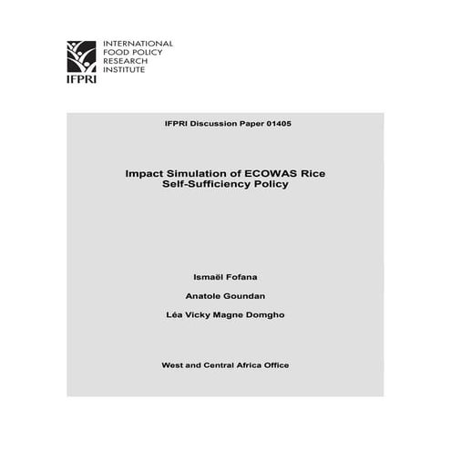 Impact simulation of ecowas rice self sufficiency policy