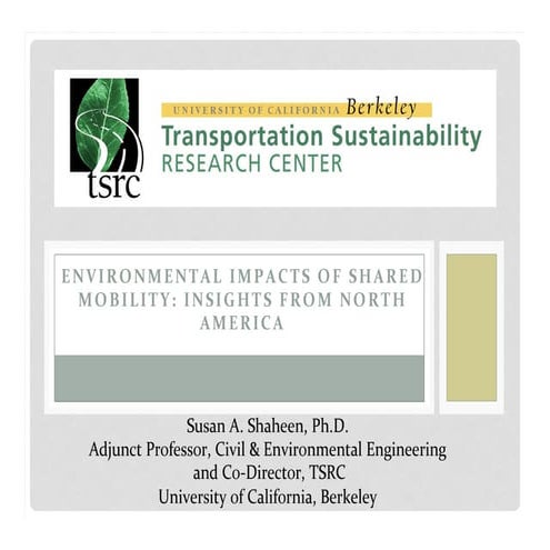 Environmental Impacts of Shared Mobility: Insights from North America