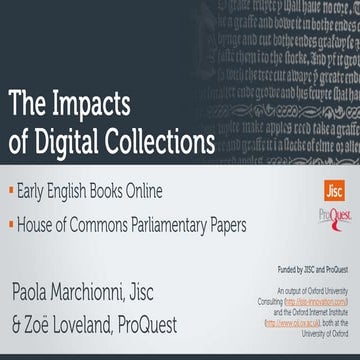 The Impacts of Digital Collections Jisc Research