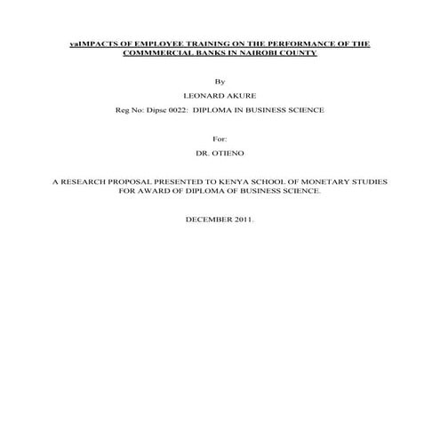 Impacts of employee training on the performance of the commmercial banks in n...