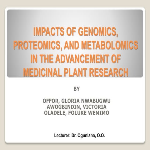Impacts of genomics, proteomics, and metabolomics ppt