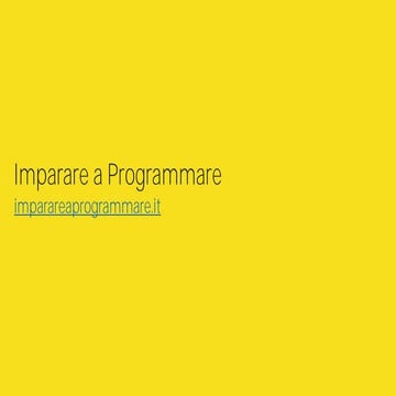 Imparare a Programmare