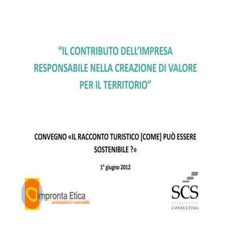 “Accrescere il capitale territoriale: le  imprese verso la creazione di valore  condiviso”