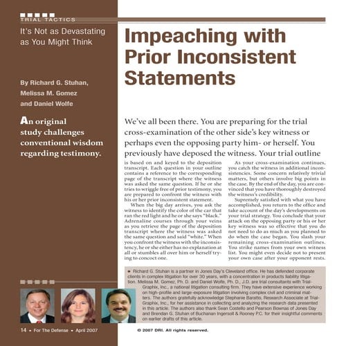 Impeaching With Prior Inconsistent Statements