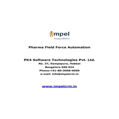 Impel CRM  for Pharma Field Force