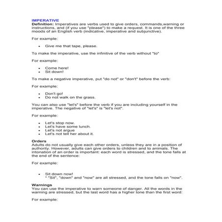 Imperatives | PDF