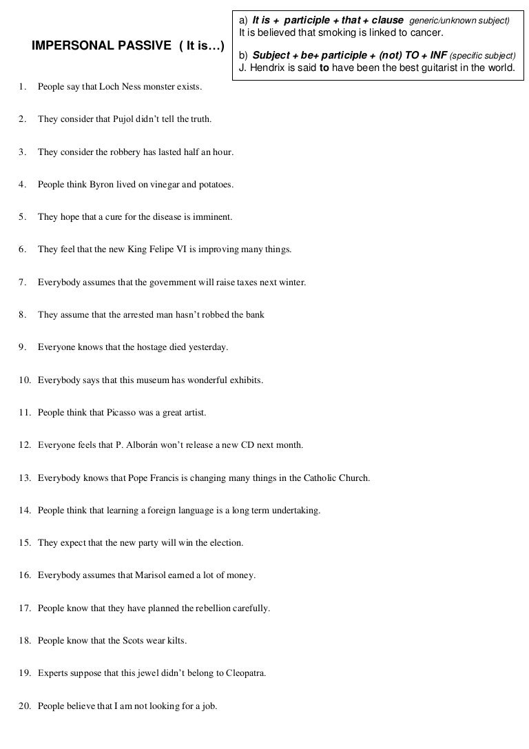 Passive personal impersonal constructions презентация