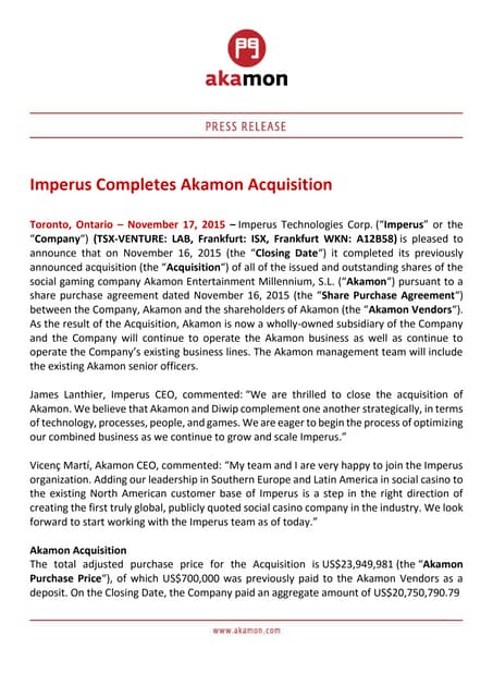 Imperus acquiers Akamon