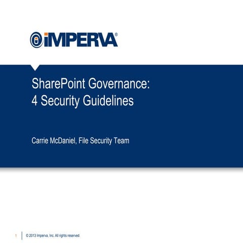 4 Security Guidelines for SharePoint Governance