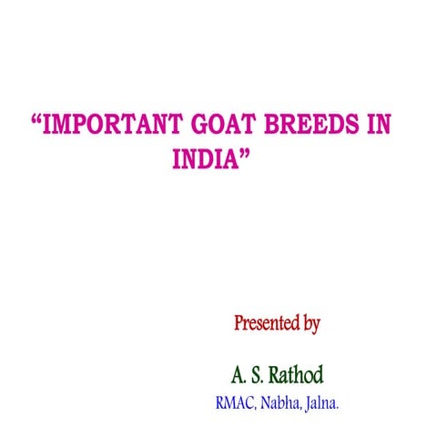 IMPORTANT GOAT BREEDS IN INDIA