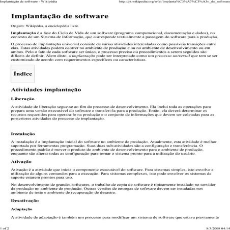 Implantacao de Software | PDF