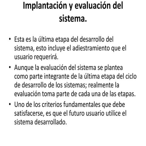 ImplantacióN Y EvaluacióN Del Sistema