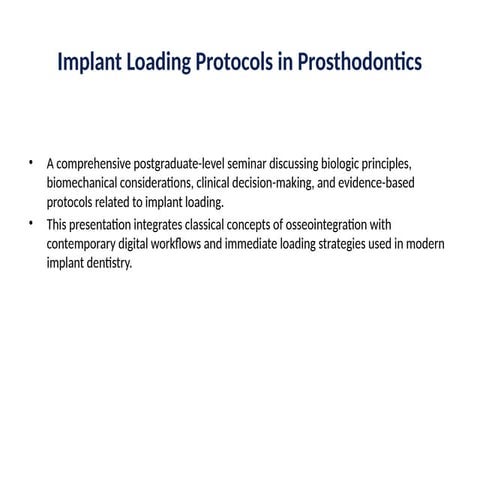 Implant Loading Protocols Journal Club-Comparative evaluation of the ...