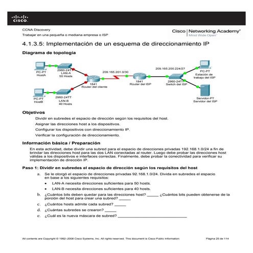 Implementación de un esquema de direccionamiento ip