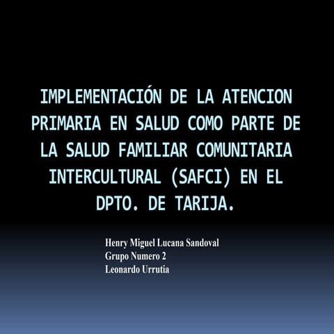 Implementación de la atencion primaria en salud como
