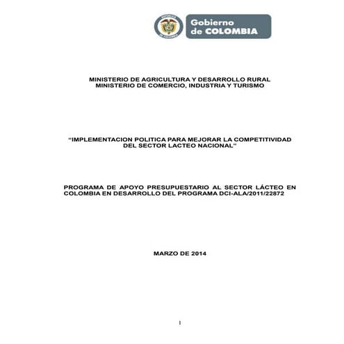 Implementación politica ministerio agricultura  2014